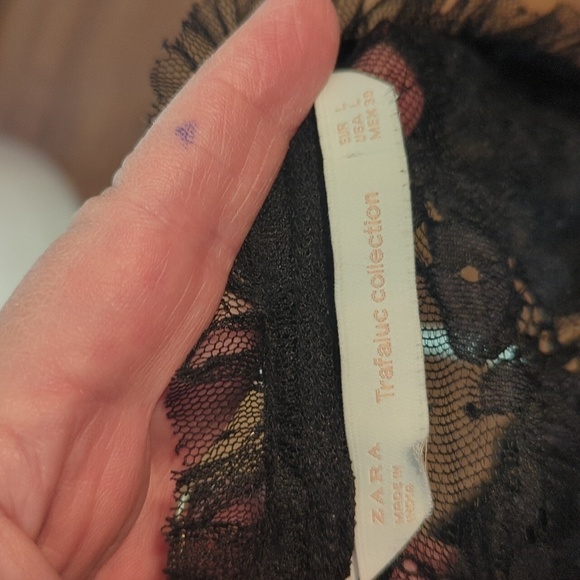 Embroidered sheer Tulle Top Witchy Whimsigoth velvet Bow Black Size L - Picture 14 of 16